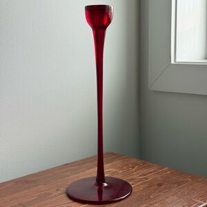 Vintage IKEA BLOMSTER 1999 Ruby Red 13” Glass Taper Candle Holder